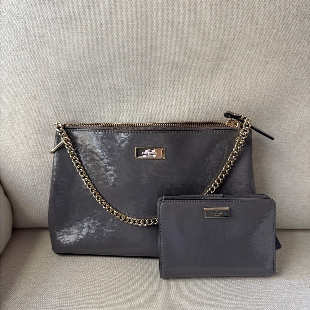 Kate Spade Gray Leather Shoulder Bag with Wallet (NWOT)